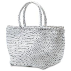 Dragon Diffusion white leather woven tote bag